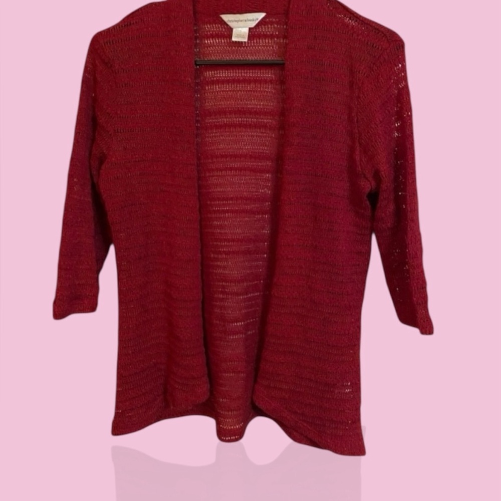 Christopher & Banks light weight Cherry Red Open-Front Cardigan